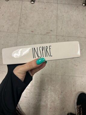 Rae Dunn White "INSPIRE" Ceramic Desk Sign